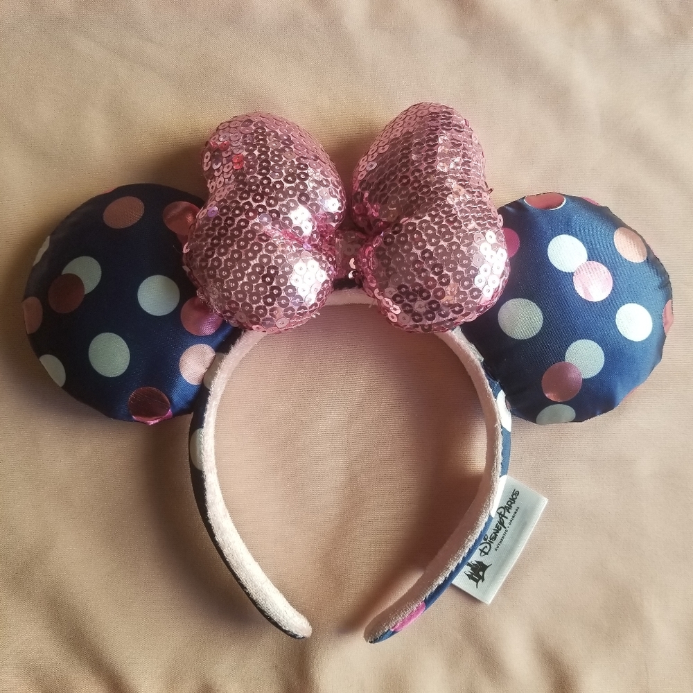 Disney Parks Pink Sequin Bow Minnie Mouse Ears